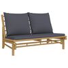 vidaXL 2 Piece Garden Lounge Set with Dark Grey Cushions Bamboo