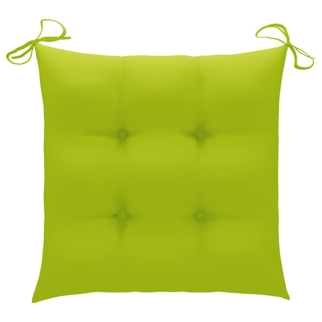vidaXL Garden Chairs 2 pcs with Bright Green Cushions Solid Teak Wood