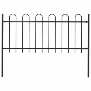 vidaXL Garden Fence with Hoop Top Steel 181x100 cm Black