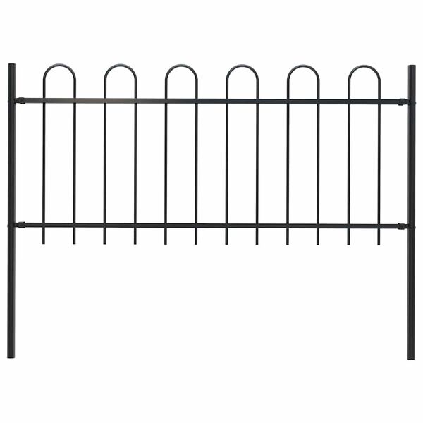 vidaXL Garden Fence Boxtel with Hoop Top Steel 181x100 cm Black