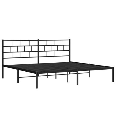 vidaXL Metal Bed Frame without Mattress with Headboard Black 193x203 cm