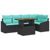 vidaXL Garden Sofa Set with Storage 6 pcs Black Poly rattan