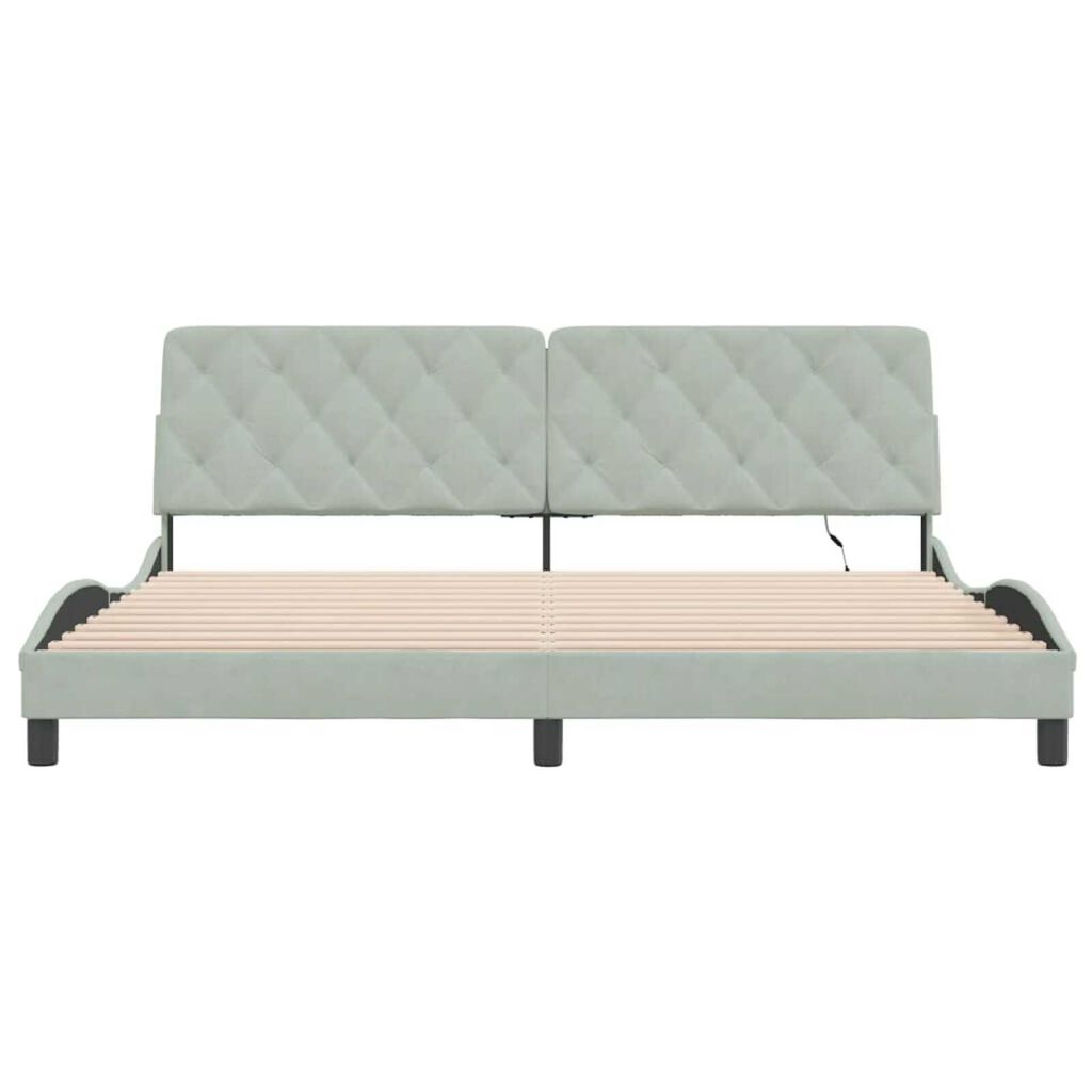 vidaXL Bed Frame with LED without Mattress Light Grey 193x203 cm Velvet