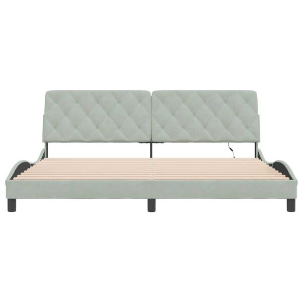 vidaXL Bed Frame with LED without Mattress Light Grey 193x203 cm Velvet