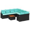 vidaXL Garden Sofa Set 9 pcs Black and turquoise