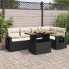 vidaXL 6 Piece Garden Sofa Set with Cushions Black Poly Rattan