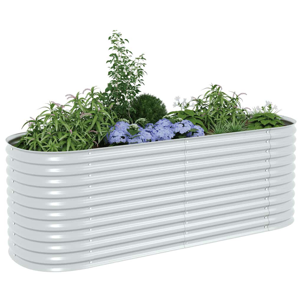 vidaXL Garden Raised Bed 240x80x81 cm Galvanised Steel Silver