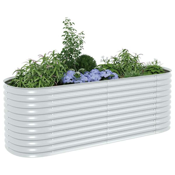 vidaXL Garden Raised Bed 240x80x81 cm Galvanised Steel Silver