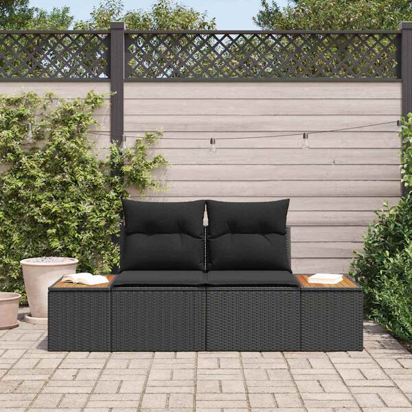 vidaXL Garden Sofa Black 184 x 62 x 85cm Poly Rattan