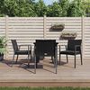 vidaXL 5 Piece Garden Dining Set with Cushions Poly Rattan and Steel