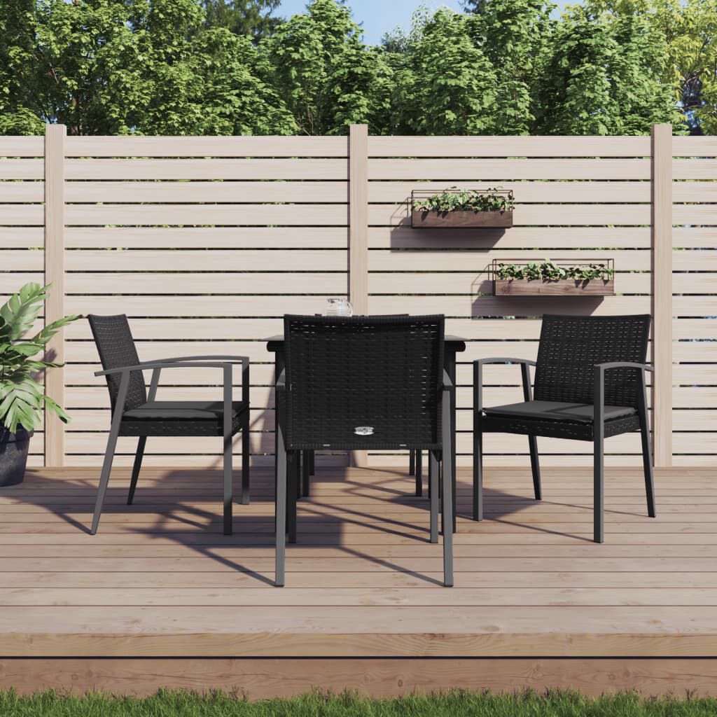 vidaXL 5 Piece Garden Dining Set with Cushions Poly Rattan and Steel