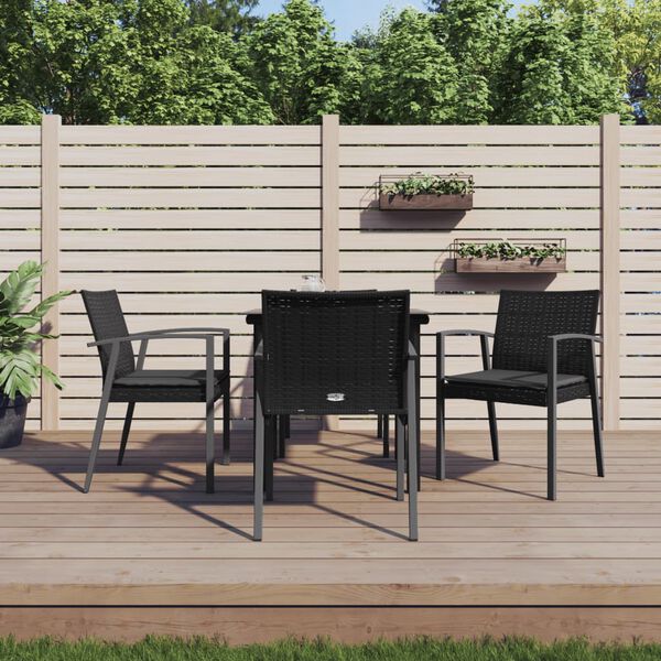 vidaXL 5 Piece Garden Dining Set with Cushions Poly Rattan and Steel