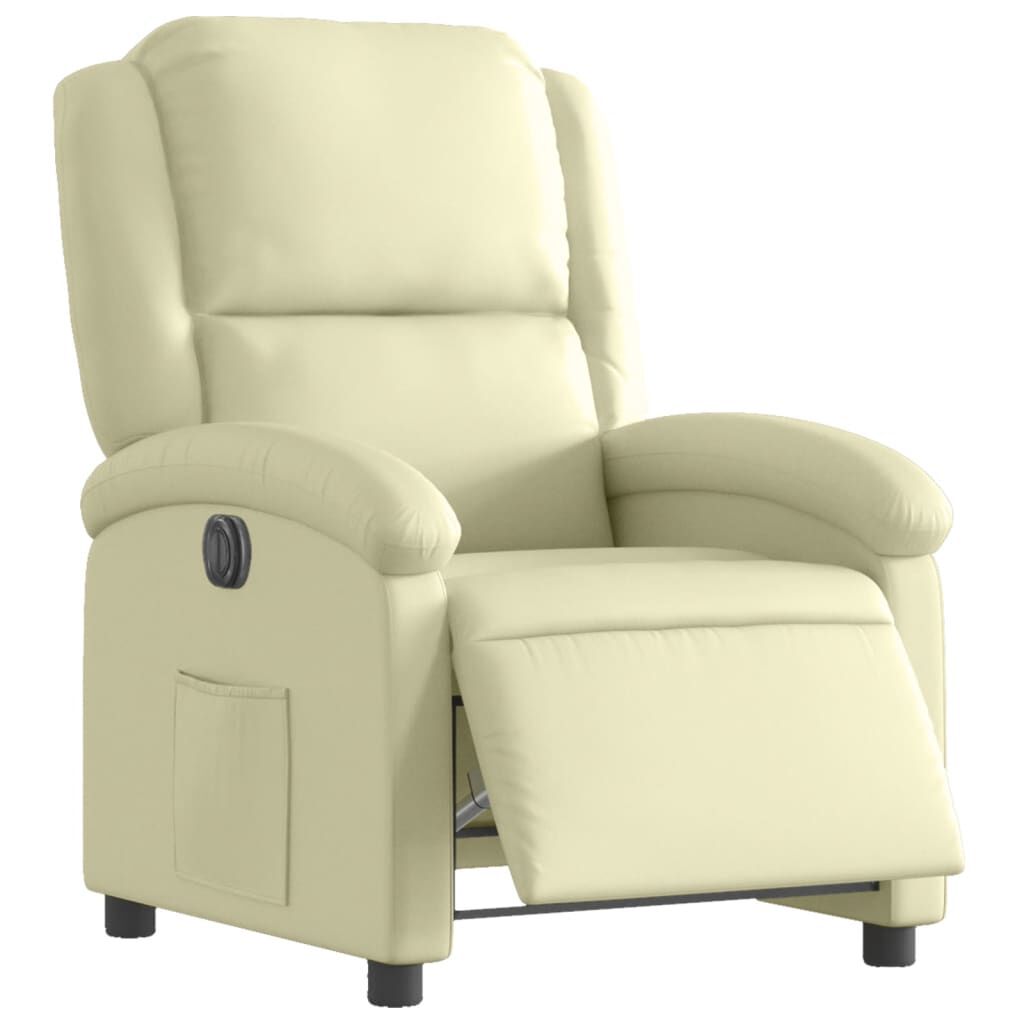 vidaXL Electric Recliner Chair Cream Real Leather