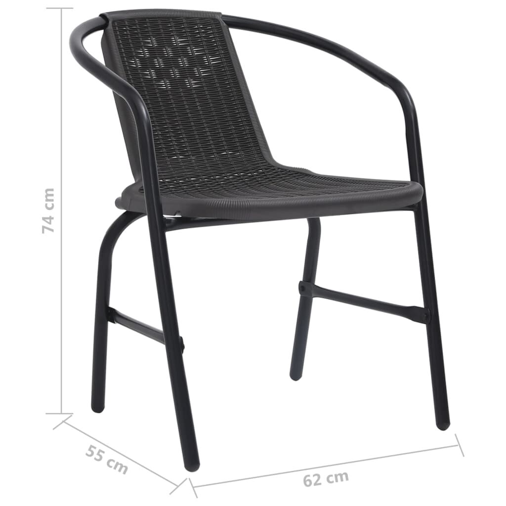 vidaXL Garden Chairs 4 pcs Plastic Rattan and Steel 110 kg