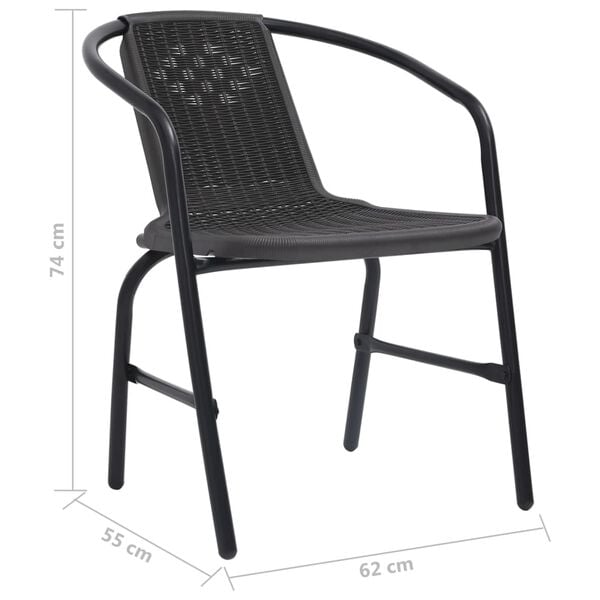 vidaXL Garden Chairs 4 pcs Plastic Rattan and Steel 110 kg