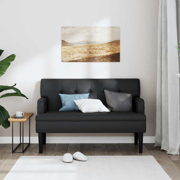 vidaXL Bench with Backrest Black 112x65.5x75 cm Faux Leather