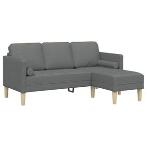 vidaXL Sofa Set with Cushion Dark Grey Polyester