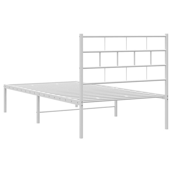 vidaXL Metal Bed Frame without Mattress with Headboard White 100x190cm