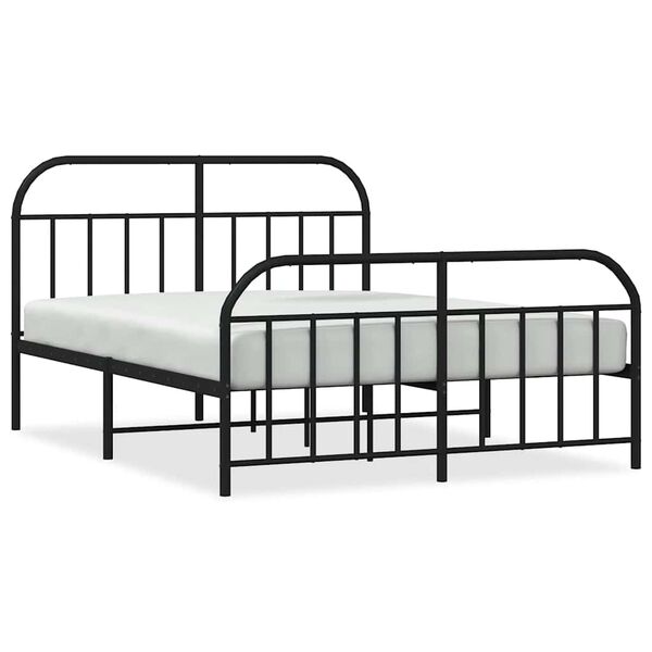 vidaXL Metal Bed Frame without Mattress with Footboard Black 135x190cm