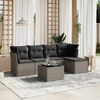 vidaXL 6 Piece Garden Sofa Set with Cushions Grey Poly Rattan