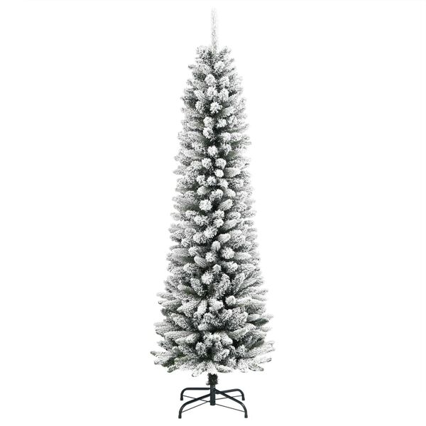vidaXL Artificial Slim Christmas Tree with Flocked Snow 120 cm PVC&PE
