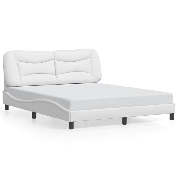 vidaXL Bed Frame without Mattress "Hvar" White 152x203 cm Queen Faux Leather