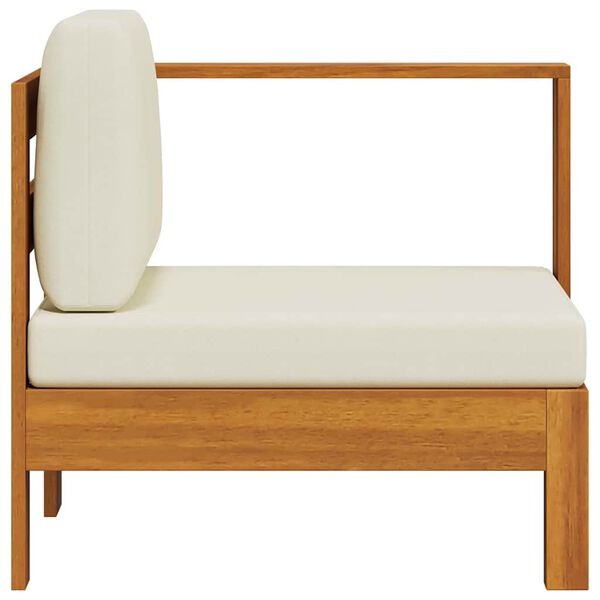 vidaXL Middle Sofa with 1 Armrest Cream White Solid Acacia Wood