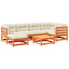 vidaXL 7 Piece Garden Sofa Set with Cushions Wax Brown Solid Wood Pine