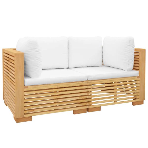 vidaXL Garden Corner Sofas with Cushions 2 pcs Solid Wood Teak