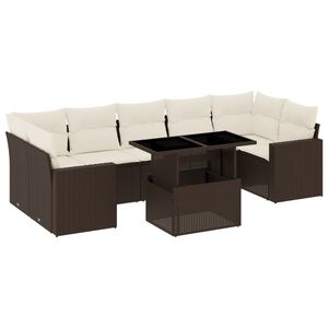 vidaXL 8 Piece Garden Sofa Set with Cushions Brown Poly Rattan