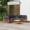 vidaXL 6 Piece Garden Lounge Set with Dark Grey Cushions Bamboo