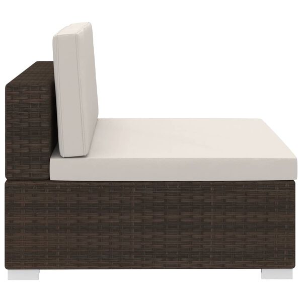 vidaXL 4 Piece Garden Sofa Set with Cushions Poly Rattan Brown