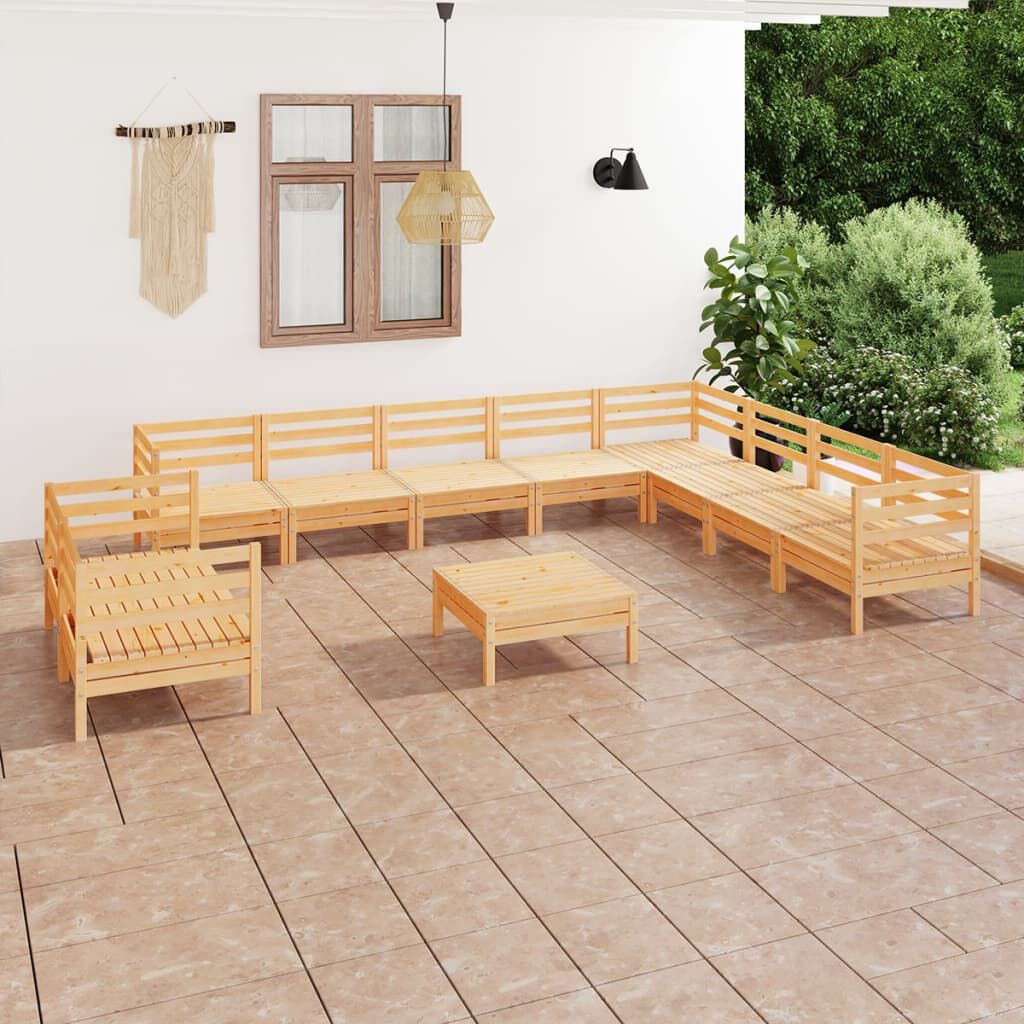 vidaXL 11 Piece Garden Lounge Set Solid Wood Pine