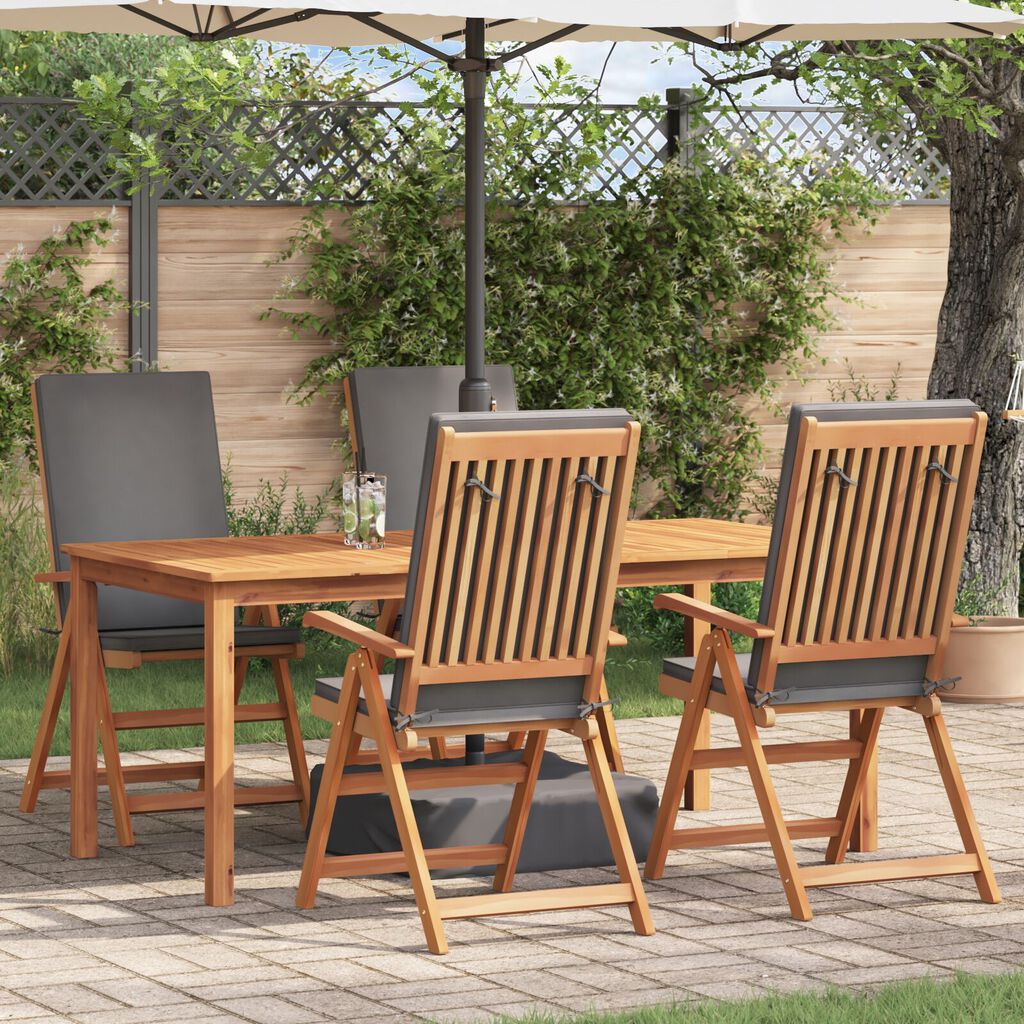 vidaXL Reclining Garden Chairs with Cushions 4 pcs Solid Teak Wood