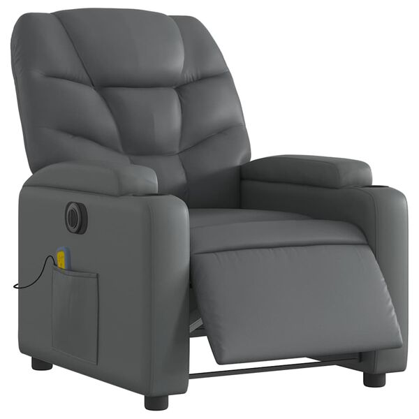 vidaXL Electric Massage Recliner Chair Grey Faux Leather