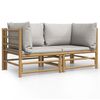 vidaXL Garden Corner Sofas with Light Grey Cushions 2 pcs Bamboo