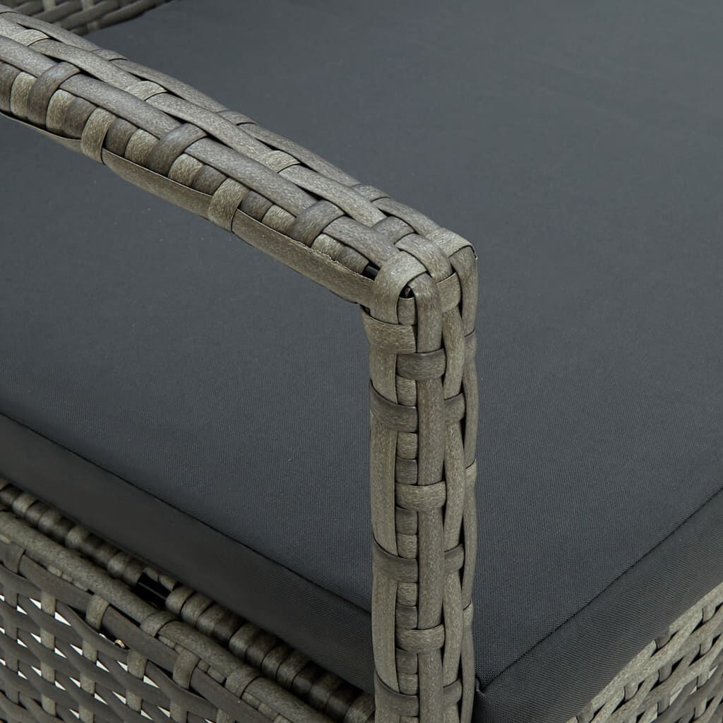 vidaXL 3-Seater Garden Sofa with Cushions Grey Poly Rattan