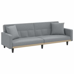 vidaXL Sofa Bed with Cushions Light Grey Fabric