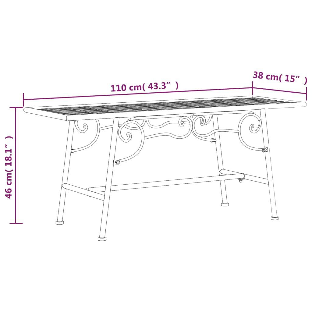 vidaXL Tree Bench 110 cm Black Steel