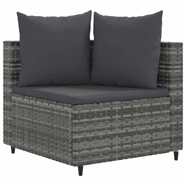 vidaXL 4 Piece Garden Sofa Set with Cushions Grey Poly Rattan