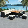vidaXL 7 Piece Garden Lounge Set with Cushions Poly Rattan Black