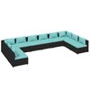 vidaXL 10 Piece Garden Lounge Set with Cushions Poly Rattan Black