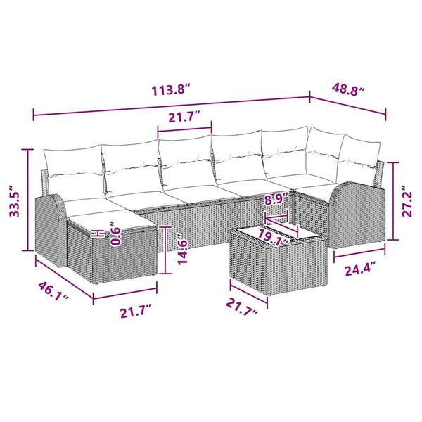 vidaXL Garden Sofa Set with Cushion 8 pcs Brown Poly rattan