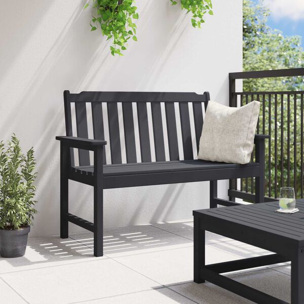 vidaXL Garden Bench Black 120 cm HDPE