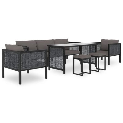 vidaXL Right Corner Sofa with Cushion Anthracite Poly Rattan