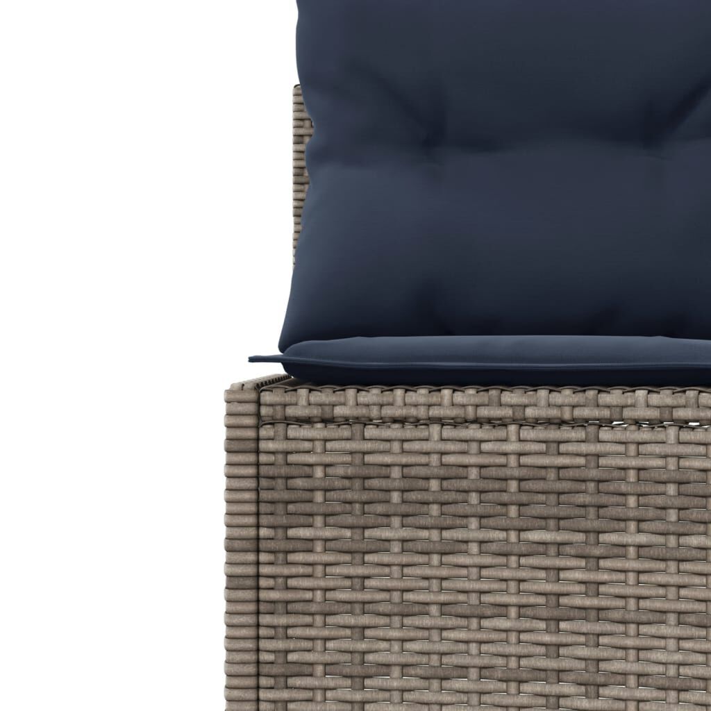 vidaXL Garden Sofa with Cushions Half-Round Grey Poly Rattan