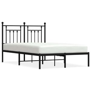 vidaXL Metal Bed Frame without Mattress with Headboard Black 135x190cm