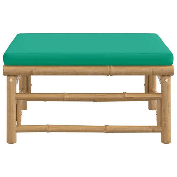 vidaXL Garden Footstool with Green Cushion Bamboo