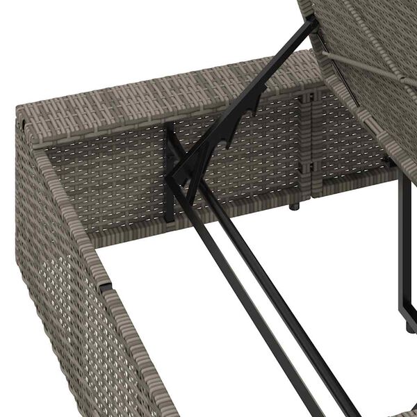 vidaXL Sunbed with Floating Cushion Grey Poly Rattan