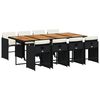 vidaXL 9 Piece Garden Dining Set with Cushions Black Poly Rattan